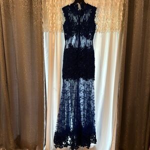 Gorgeous Maxi Danelle/ lace small, blue/ indigo, great for a wedding, or event